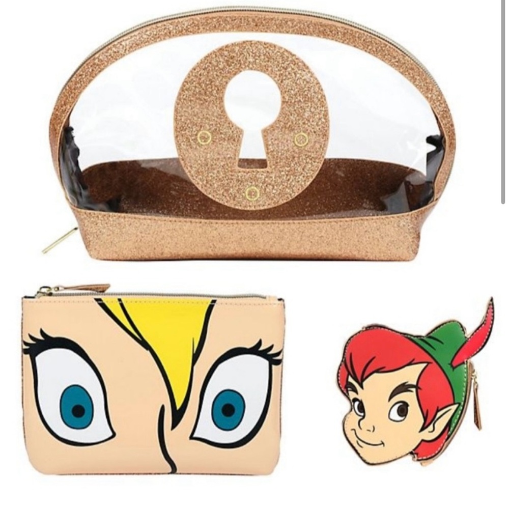 Disney Danielle Nicole Peter Pan And Tinkerbell Makeup Pouch Cosmetic Bag Set